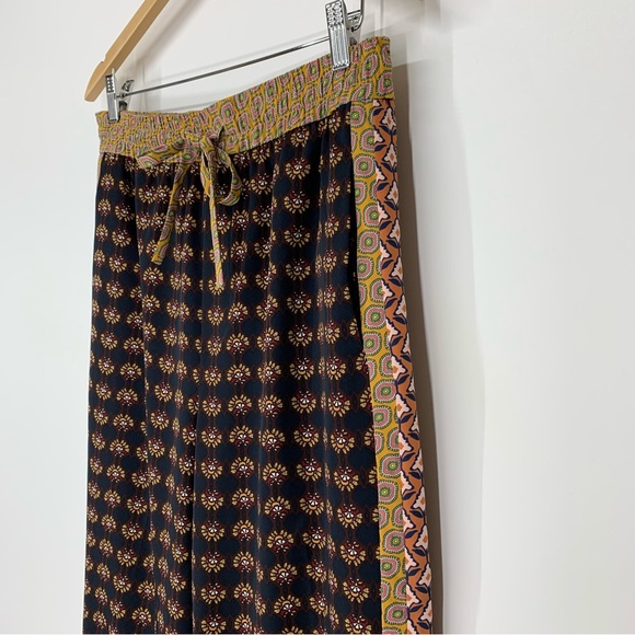 Zara Mixed Print Boho Pull On Wide Leg Cropped Pants High Rise/Drop Crotch Sz Lg - Picture 4 of 16